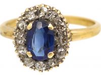 Edwardian 18ct Gold, Sapphire & Diamond Cluster Ring