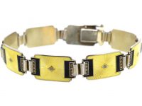 Norwegian Retro Silver, Yellow & Black Enamel Bracelet by Aksel Holmsen