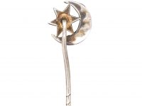 Edwardian Silver Moon & Star Tie Pin set with Turquoise