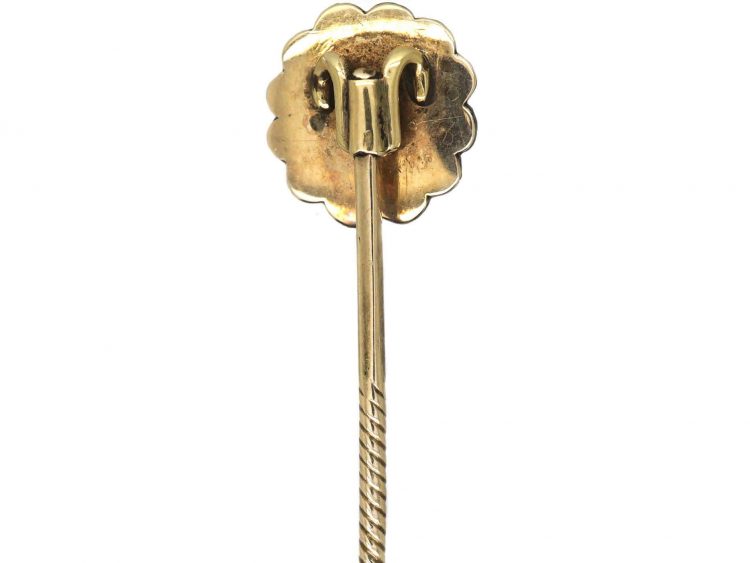 Georgian 9ct Gold, Garnet & Natural Split Pearl Tie Pin