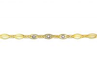 Early 20th Century 14ct Gold Articulated Bracelet set with Three Diamonds