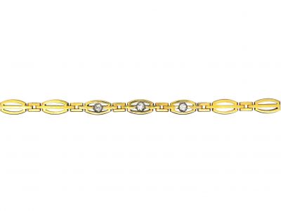 Early 20th Century 14ct Gold Articulated Bracelet set with Three Diamonds