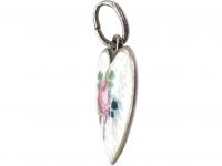 Norwegian Heart Shaped Pendant with Enamelled Rose & Lion