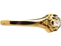 Victorian 18ct Gold, Old Mine Cut Solitaire Ring with Ornate Shoulders