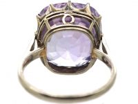 Art Deco Platinum Solitaire Ring set with a Large Lilac Unheated Ceylon Sapphire
