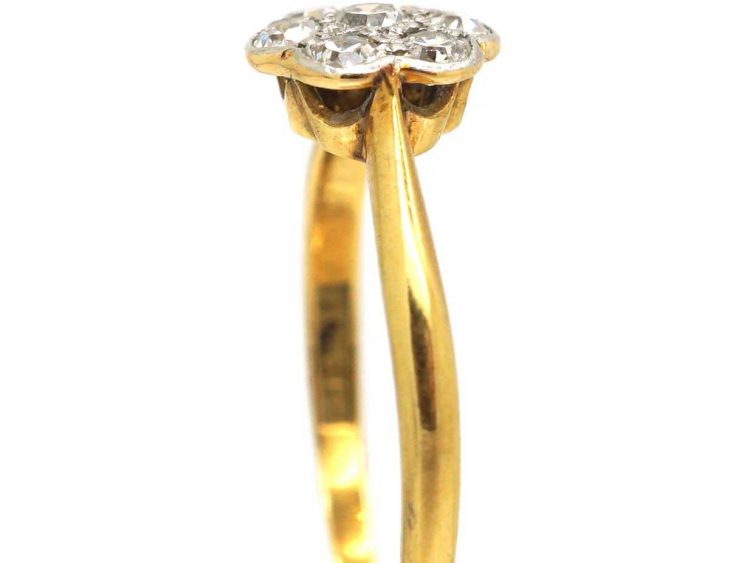 Edwardian 18ct Gold & Platinum, Diamond Daisy Cluster Ring