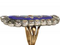 French Early 19th Century 18ct Gold & Silver, Large Enamel & Paste Ring