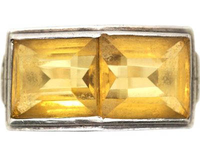 Art Deco Silver & Citrine Ring
