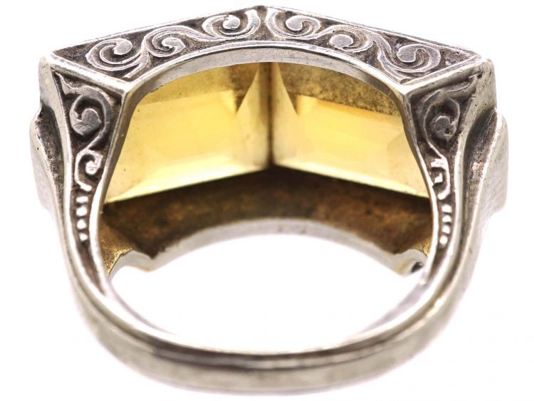 Art Deco Silver & Citrine Ring