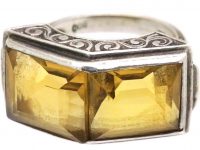 Art Deco Silver & Citrine Ring