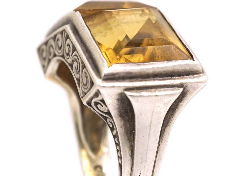 Art Deco Silver & Citrine Ring