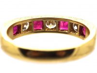 18ct Gold, Square Cut Ruby & Diamond Half Eternity Ring by Cropp & Farr