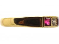 18ct Gold, Square Cut Ruby & Diamond Half Eternity Ring by Cropp & Farr