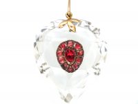 Edwardian Rock Crystal & Flat Cut Garnet Heart Pendant
