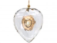 Edwardian Rock Crystal & Flat Cut Garnet Heart Pendant