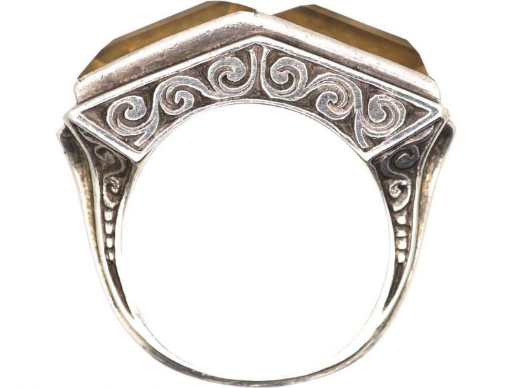 Art Deco Silver & Citrine Ring