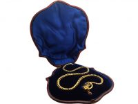Victorian 18ct Gold Snake Necklace set with Cabochon Garnets, Diamonds, Emeralds & a Ruby in Original Case