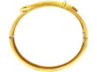 Victorian 15ct Gold Buckle Bangle set with a Ruby & Two Diamonds in Original Case