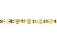 French Art Nouveau 18ct Gold Bracelet with Lily Pad Motif