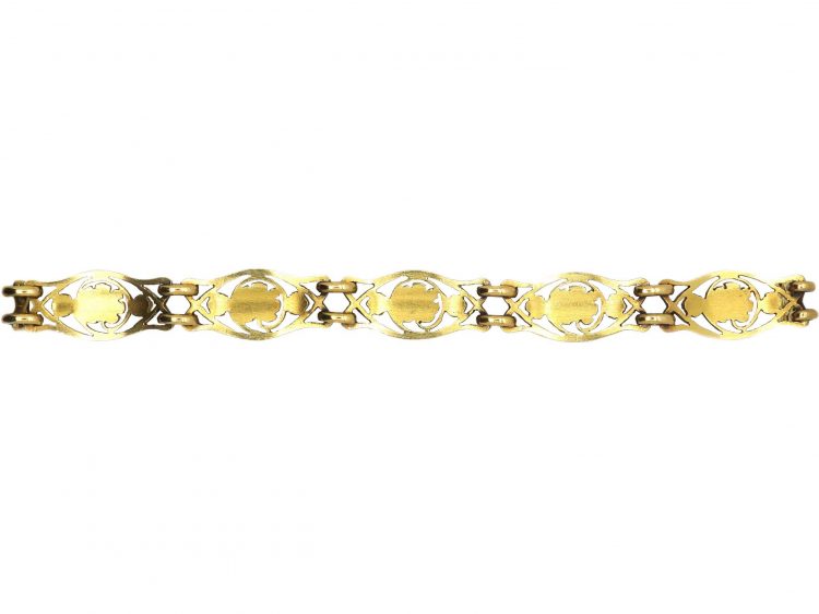French Art Nouveau 18ct Gold Bracelet with Lily Pad Motif