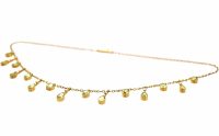 Edwardian 15ct Gold Fringe Necklace with Peridot & Natural Split Pearl Drops