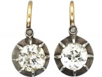 19th Century Austrian Old Mine Cut Diamond Solitaire Earrings in the Original Case