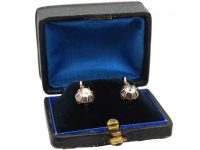 19th Century Austrian Old Mine Cut Diamond Solitaire Earrings in the Original Case