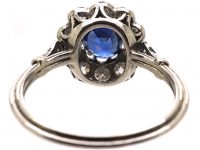 Art Deco Platinum, Sapphire & Diamond Cluster Ring