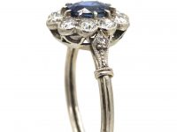 Art Deco Platinum, Sapphire & Diamond Cluster Ring