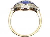 Art Deco 18ct Gold & Platinum, Sapphire & Diamond Eye Ring