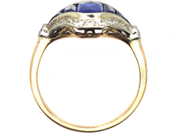 Art Deco 18ct Gold & Platinum, Sapphire & Diamond Eye Ring