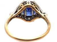Art Deco 18ct Gold & Platinum, Sapphire & Diamond Eye Ring