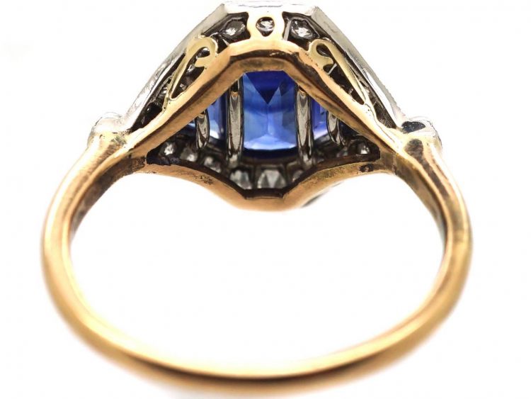 Art Deco 18ct Gold & Platinum, Sapphire & Diamond Eye Ring