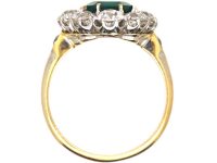 Edwardian 18ct Gold, Colombian Emerald & Diamond Oval Cluster Ring