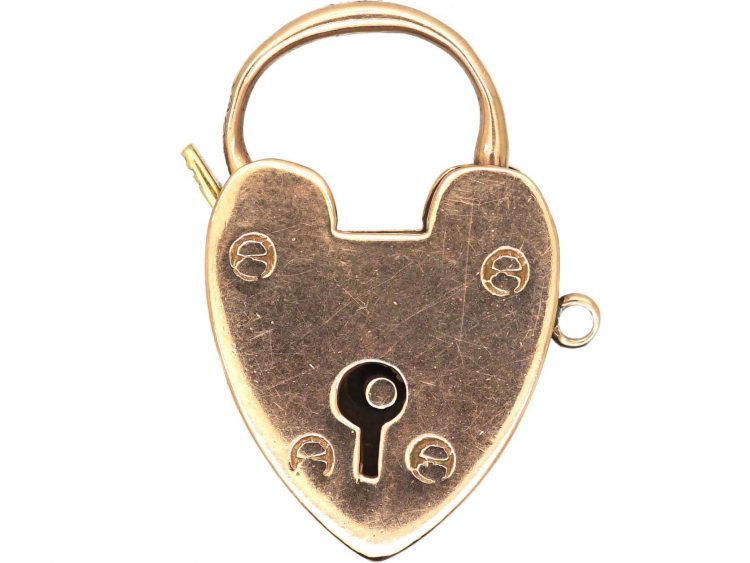 Edwardian 9ct Rose Gold Heart Padlock