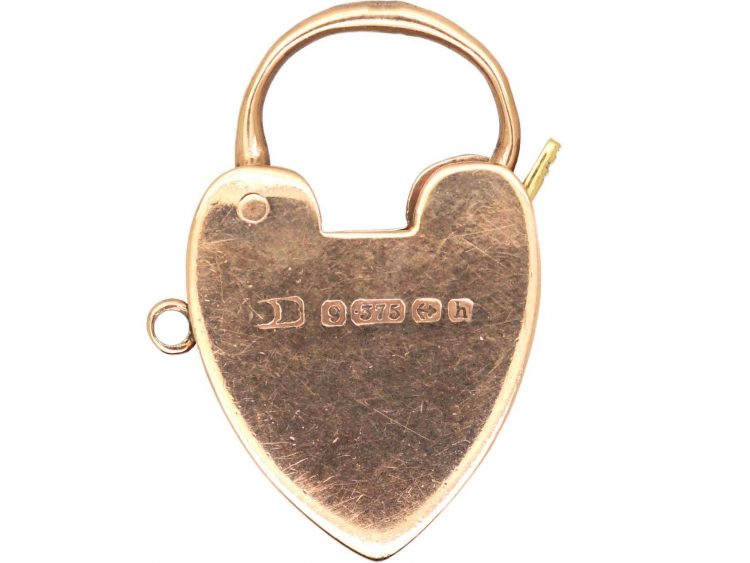 Edwardian 9ct Rose Gold Heart Padlock