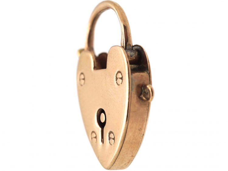 Edwardian 9ct Rose Gold Heart Padlock