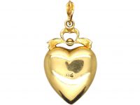 Edwardian 15ct Gold Heart pendant set with Turquoise & Natural Split Pearls