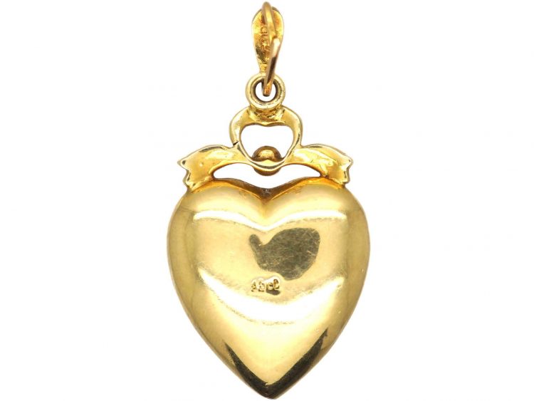 Edwardian 15ct Gold Heart pendant set with Turquoise & Natural Split Pearls