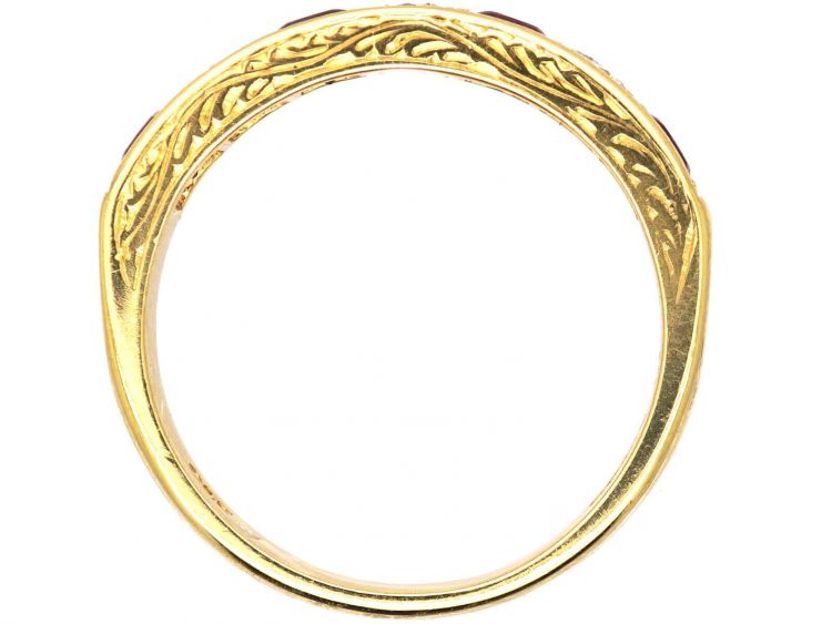 18ct Gold, Square Cut Ruby & Diamond Half Eternity Ring by Cropp & Farr