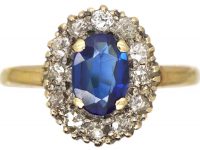 Edwardian 18ct Gold, Sapphire & Diamond Cluster Ring