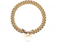 Edwardian 15ct Gold Curb Bracelet with Padlock