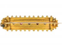 Victorian 15ct Gold Etruscan Style Brooch set with Rubies & Diamonds