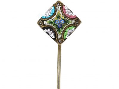 Victorian Silver Gilt & Micro Mosaic Tie Pin