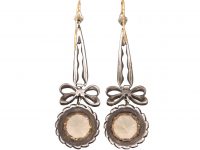 Edwardian Silver, Marcasite & Citrine Paste Drop Earrings
