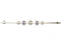 Art Deco 18ct White Gold & Platinum, Sapphire & Diamond Bar Brooch