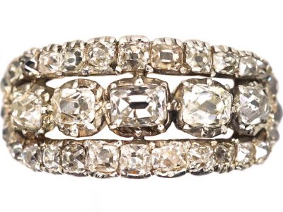 Georgian Three Row Old Mine Cut Diamond Ring