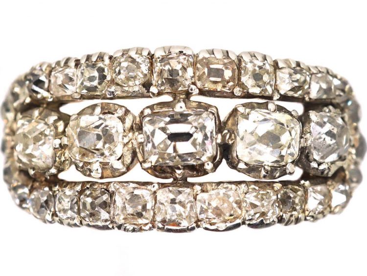 Georgian Three Row Old Mine Cut Diamond Ring
