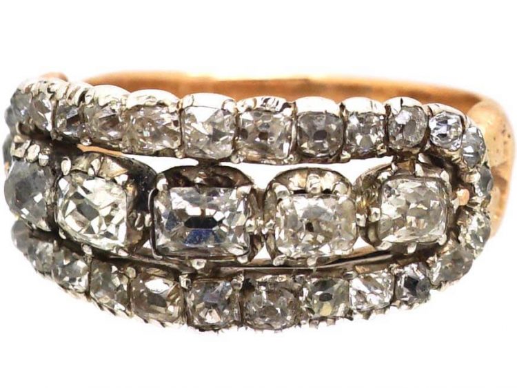 Georgian Three Row Old Mine Cut Diamond Ring