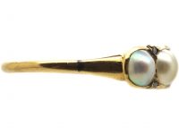 Victorian 18ct Gold Ring set with Five Natural Pearls with Rose Diamond Points